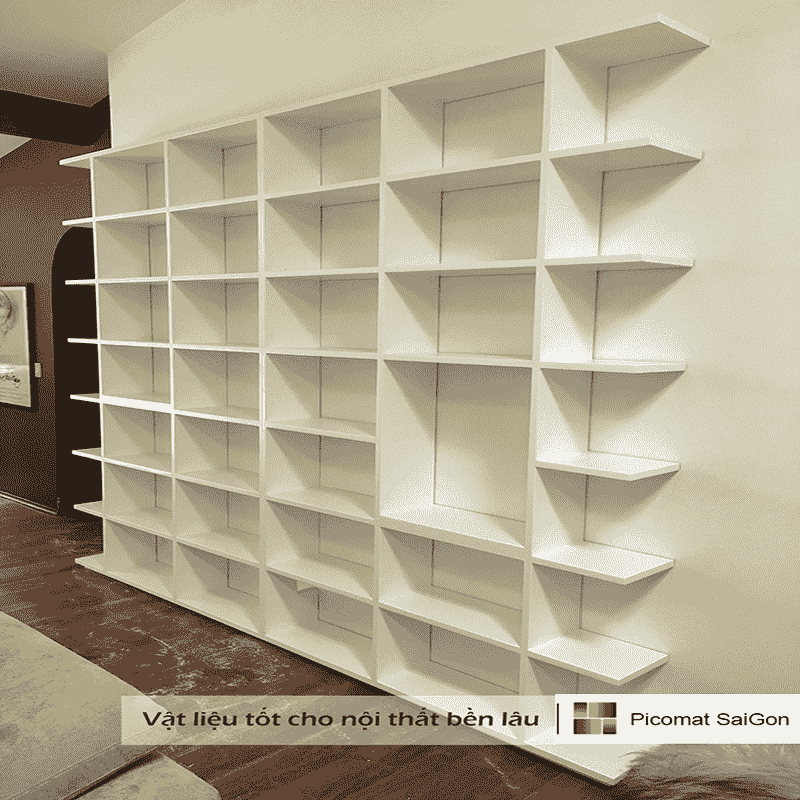 Mẫu kệ sách đẹp làm từ tấm nhựa pvc PLASKER phủ bề mặt PC 012