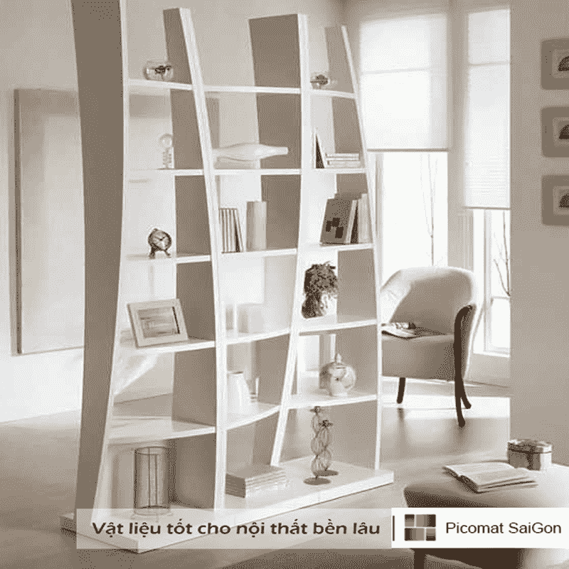 Mẫu kệ sách đẹp làm từ tấm nhựa pvc PLASKER phủ bề mặt PC 012