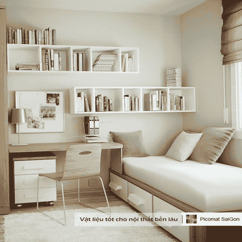 Mẫu kệ sách đẹp làm từ tấm nhựa pvc PLASKER phủ bề mặt PC 012