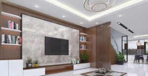 ốp vách tivi bằng tấm nhựa pvc