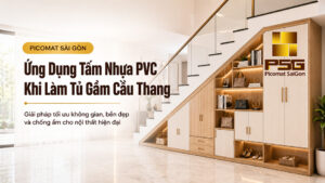 tam nhua pvc khi lam tu gam cau thang