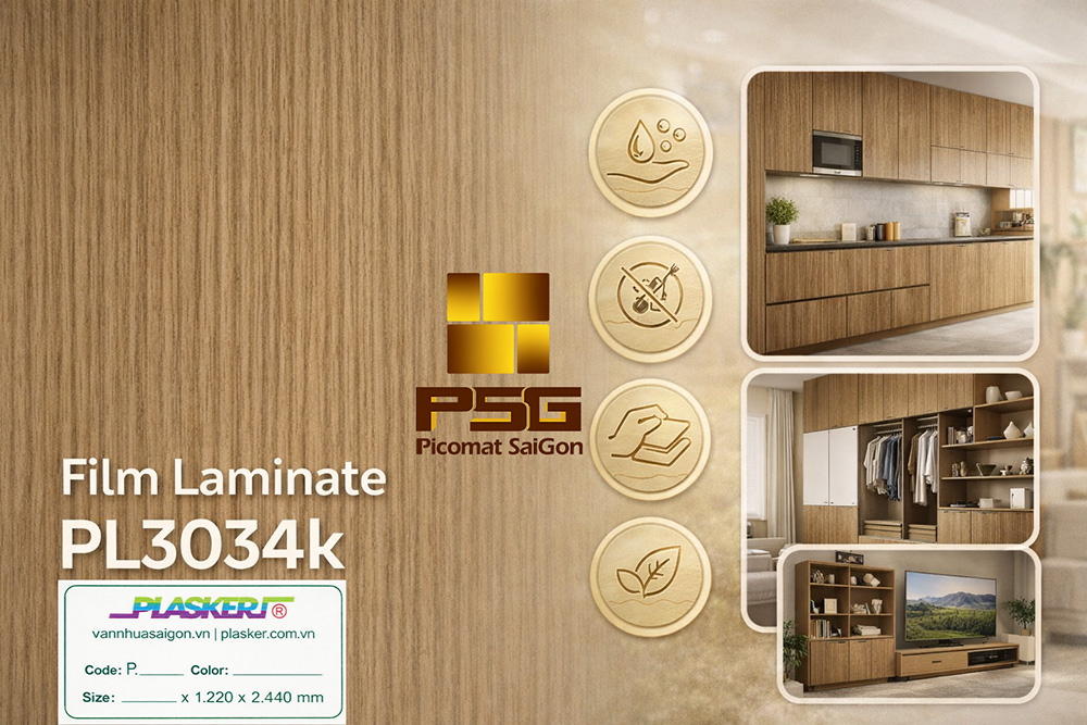 Tấm nhựa PVC Plasker phủ Laminate mã màu PL3034K 4 Tấm nhựa PVC plasker phủ laminat code PL3034K