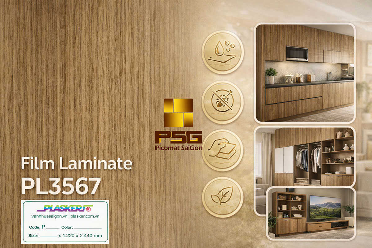 Tấm nhựa PVC PLASKER phủ laminate PL3567