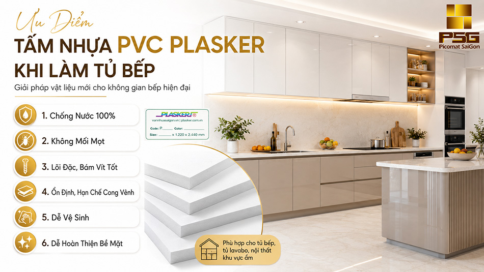 Tấm Nhựa PVC Làm Tủ Bếp: Ưu Điểm Và Lưu Ý Khi Lựa Chọn 3 Tấm nhựa pvc làm tủ bếp